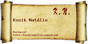 Kosik Natália névjegykártya
